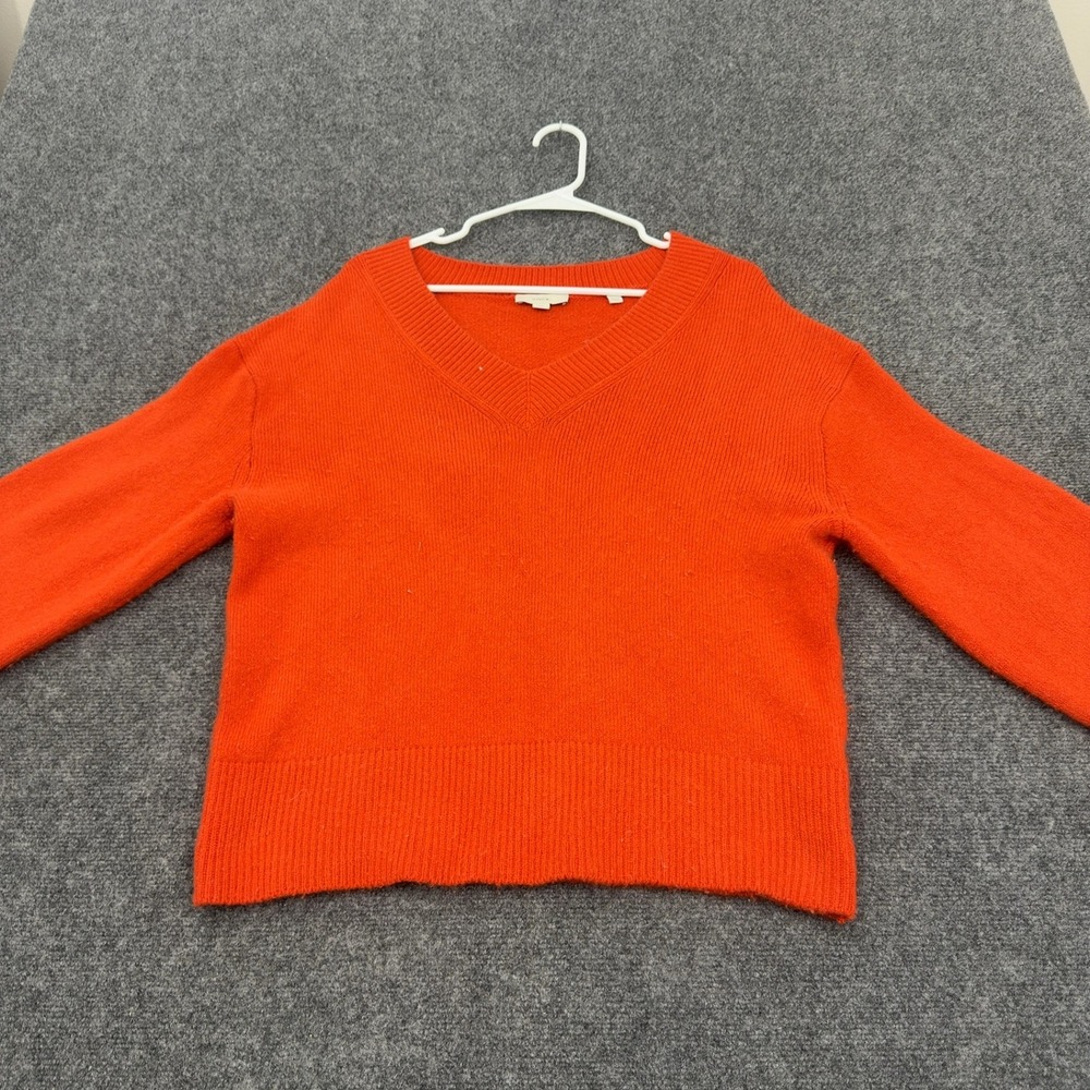 Vince Sweater Womens S Orange Wool Cashmere Blend V-Neck Knit Minimalist Casual